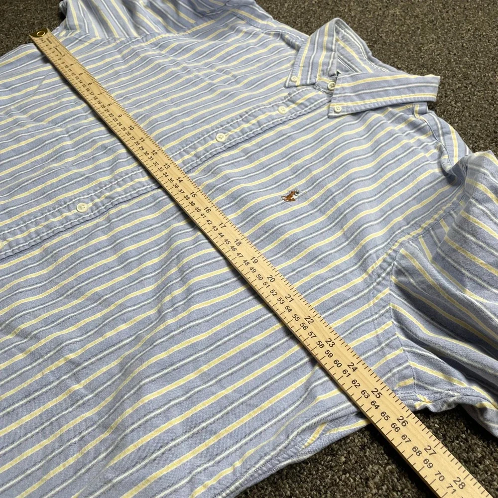 Polo Ralph Lauren Mens XL Classic Fit Striped Oxford Button Down Shirt Blue